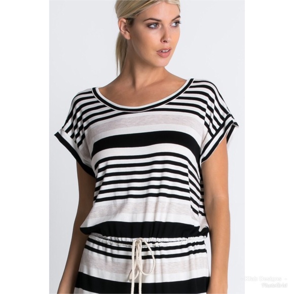 LAST 1! ❤️❤️ Black/Taupe Striped Tunic Dress! - Picture 2 of 5
